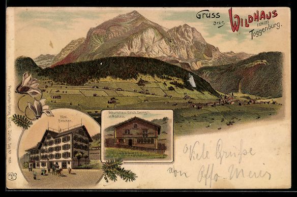 Ansichtskarten: Litho Wildhaus, Totalansicht mit Gasthau – Gebraucht aus Berlin von bartko-reher
