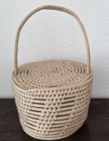 Korb mit Deckel rund beige Durchmesser 