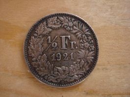 (C1) 1/2 Franken 1921 VZ-UNZ