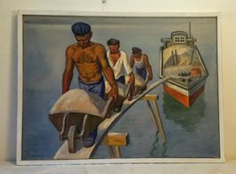 Peter Fels – Le Chaland – huile sur toile – 73 × 100 cm