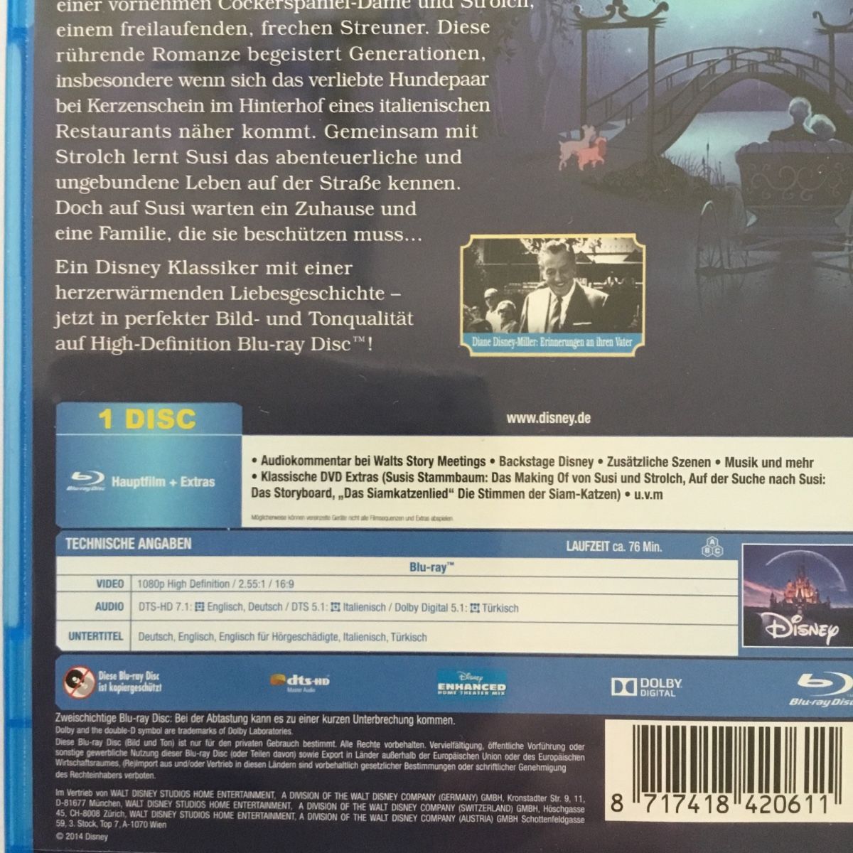 Tutti i DVDs: Susi und Strolch - Blu Ray Neu Wertig – Nuovo (secondo la descrizione) da Blauen venduto da berlingo65 2