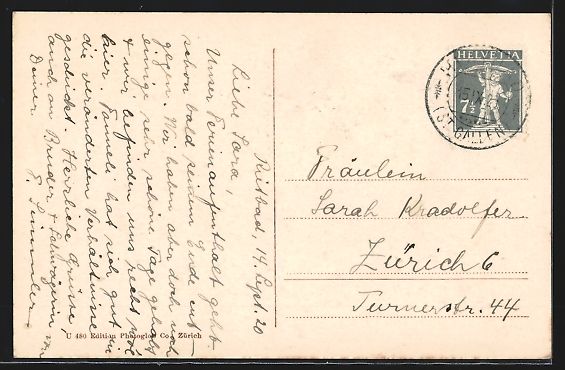 Cartoline postali: Rietbad, Ortsansicht mit Säntisgebirge – Usato da Berlin venduto da bartko-reher 1