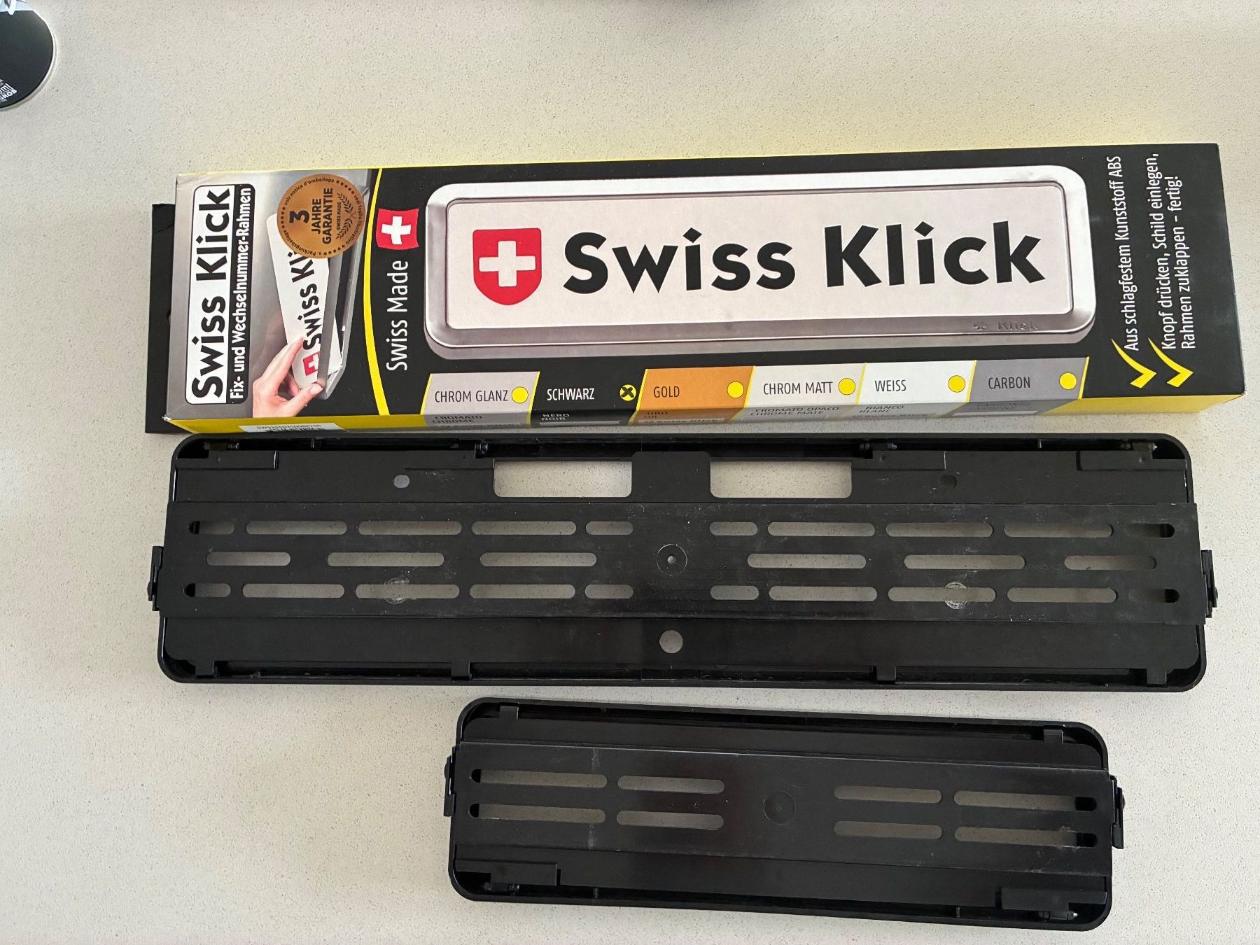 Supporti a parete: Kennzeichenhalterset klick Langformat Schwarz 1 Set – Nuovo e nell'imballaggio originale da Emmetten venduto da rkumpusch 5