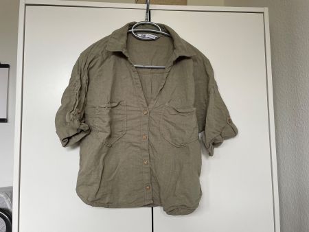 Leinenhemd Zara Khaki Gr. S Leicht für Sommer ☀️