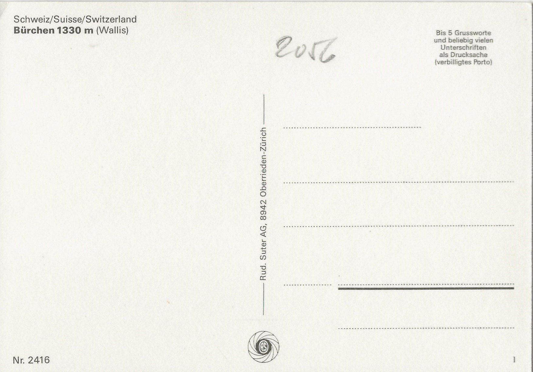 Cartoline postali: Gruss aus Bürchen VS – Usato da Frauenfeld venduto da Merk52 1