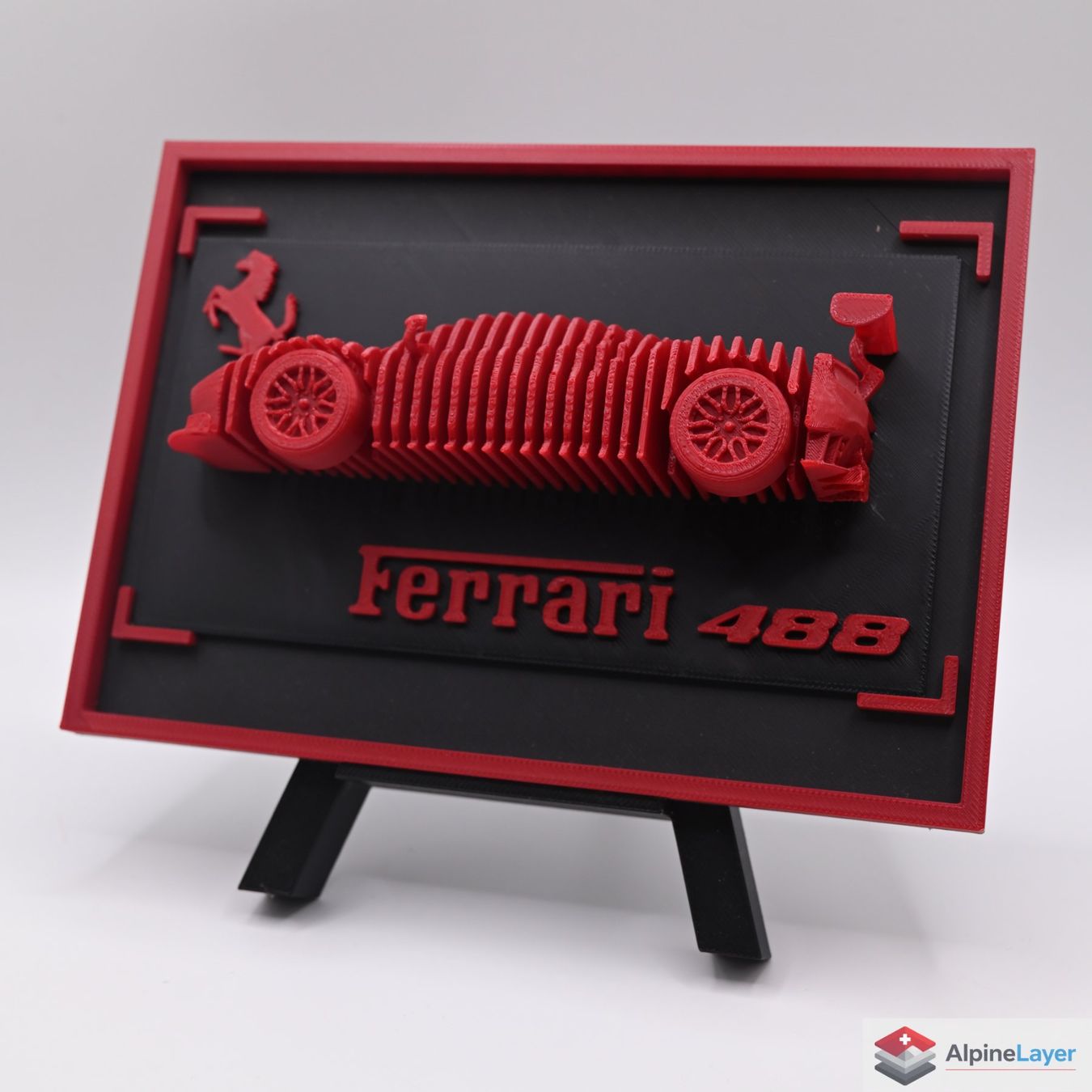 Statuette: Ferrari 488 Layered 3D Printed Wall Art Red Black – Nuovo (secondo la descrizione) da Losone venduto da AlpineLayer 1
