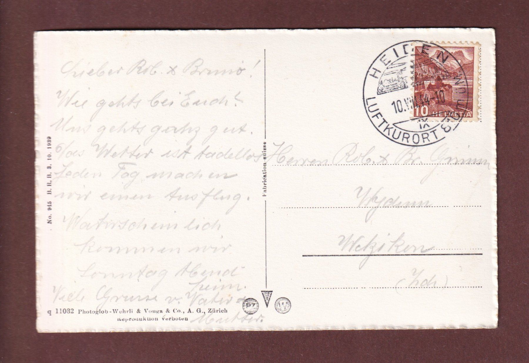 Cartes postales: HEIDEN - 1944 – D'occasion à Pully par nicecards-shop 1