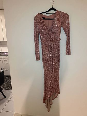 Elegantes Pailletten-Abendkleid in Roségold NEU 