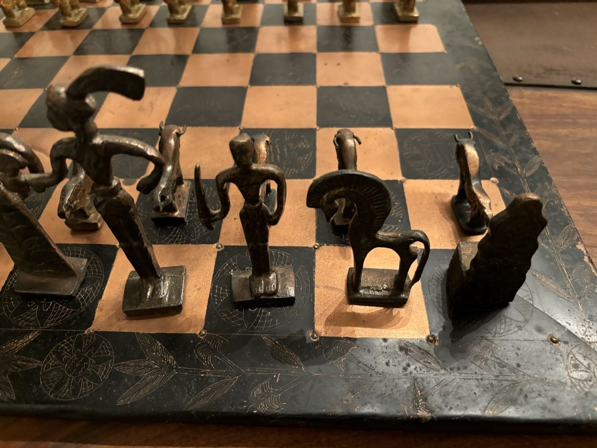 Jeux: Schachspiel, Bronzefiguren, Kupfer-Schachbrett – D'occasion à Dürnten par stefan-kuenzli 3