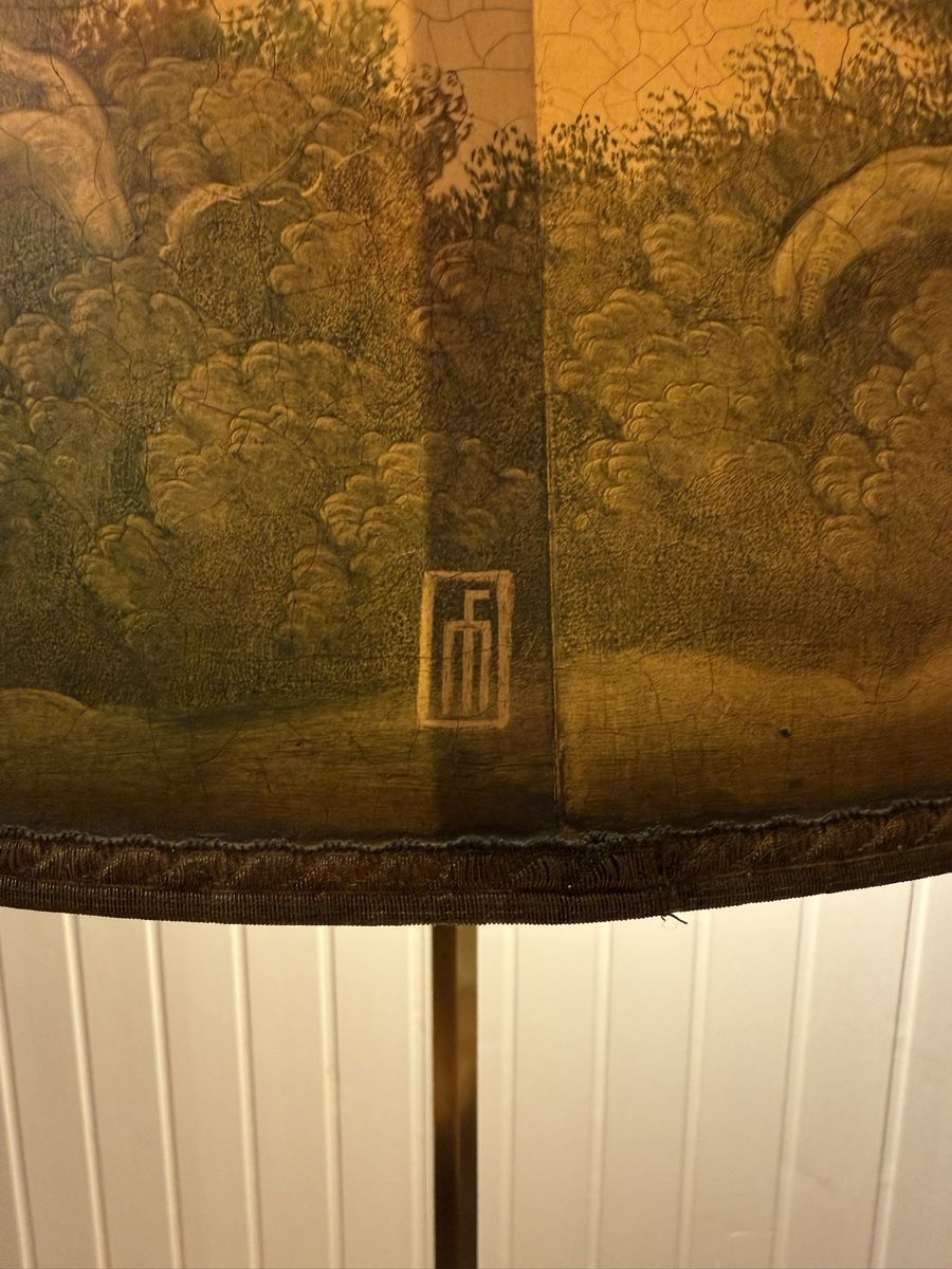 Lampade: Vintage Stehlampe mit Landschaftsschirm, 2-flammig – Usato da Bern venduto da Moowee 7