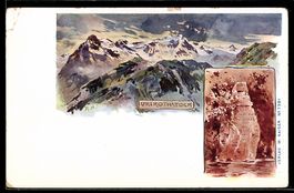 Künstler-AK Urirotstock, Berglandschaft und Felsdenkmal
