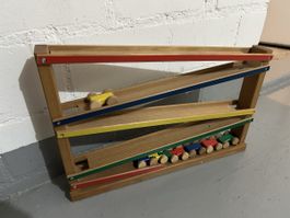 Holz Autorennbahn mit 4 Autos,Top Zustand, massives Spielzeu