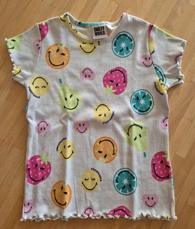 Süsses SmileyWorld® Ripp-T-Shirt mit Obst-Smileys | Gr 128