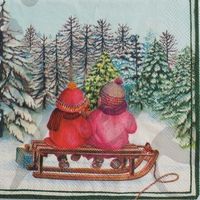 Serviette kinder auf schlitten (w155) 2Stk.