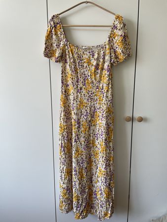 Even&Odd Sommerkleid Maxikleid geblümt Gelb/Violett – Gr S