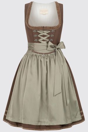 Krüger Madl Dirndl mit Bluse braun grün Grösse 42