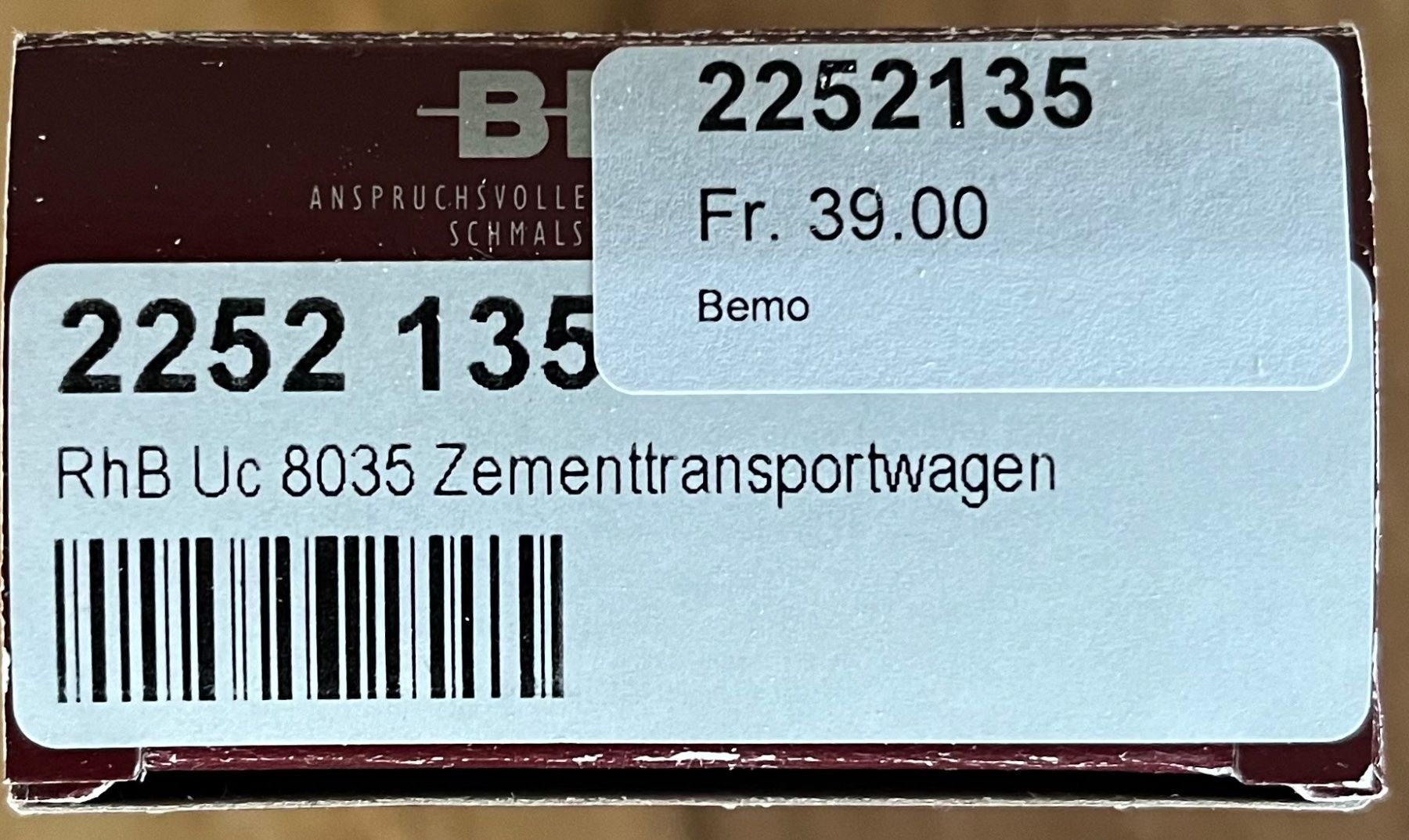 Bemo Modelleisenbahnen: Bemo Zementtransportwagen Uc 8035 – Neu (gemäss Beschreibung) aus Locarno von  1