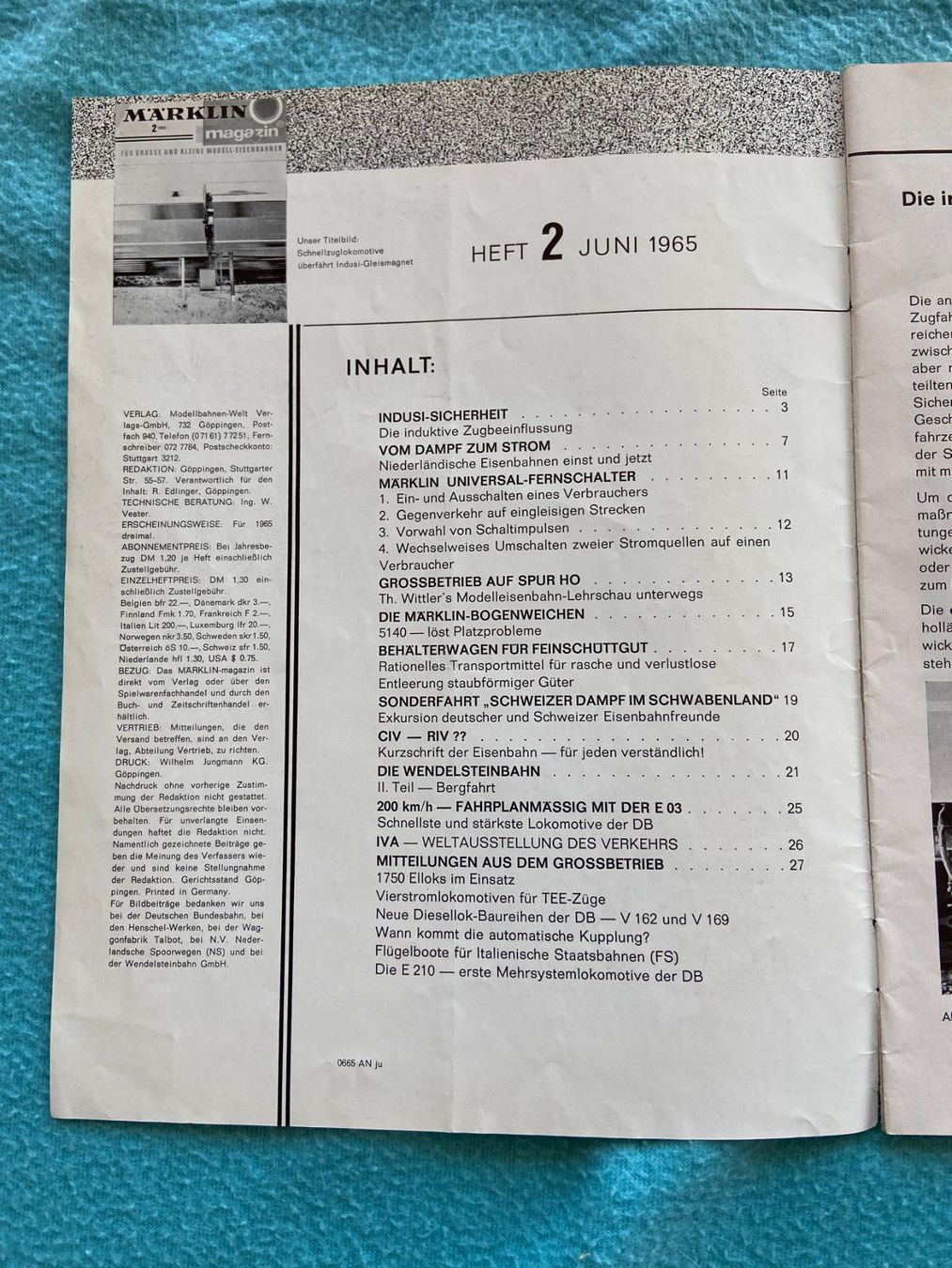 Riviste & Magazine: Märklin Magazin 02/1965 – Usato da Altstätten SG venduto da Sportsonnenblume 2