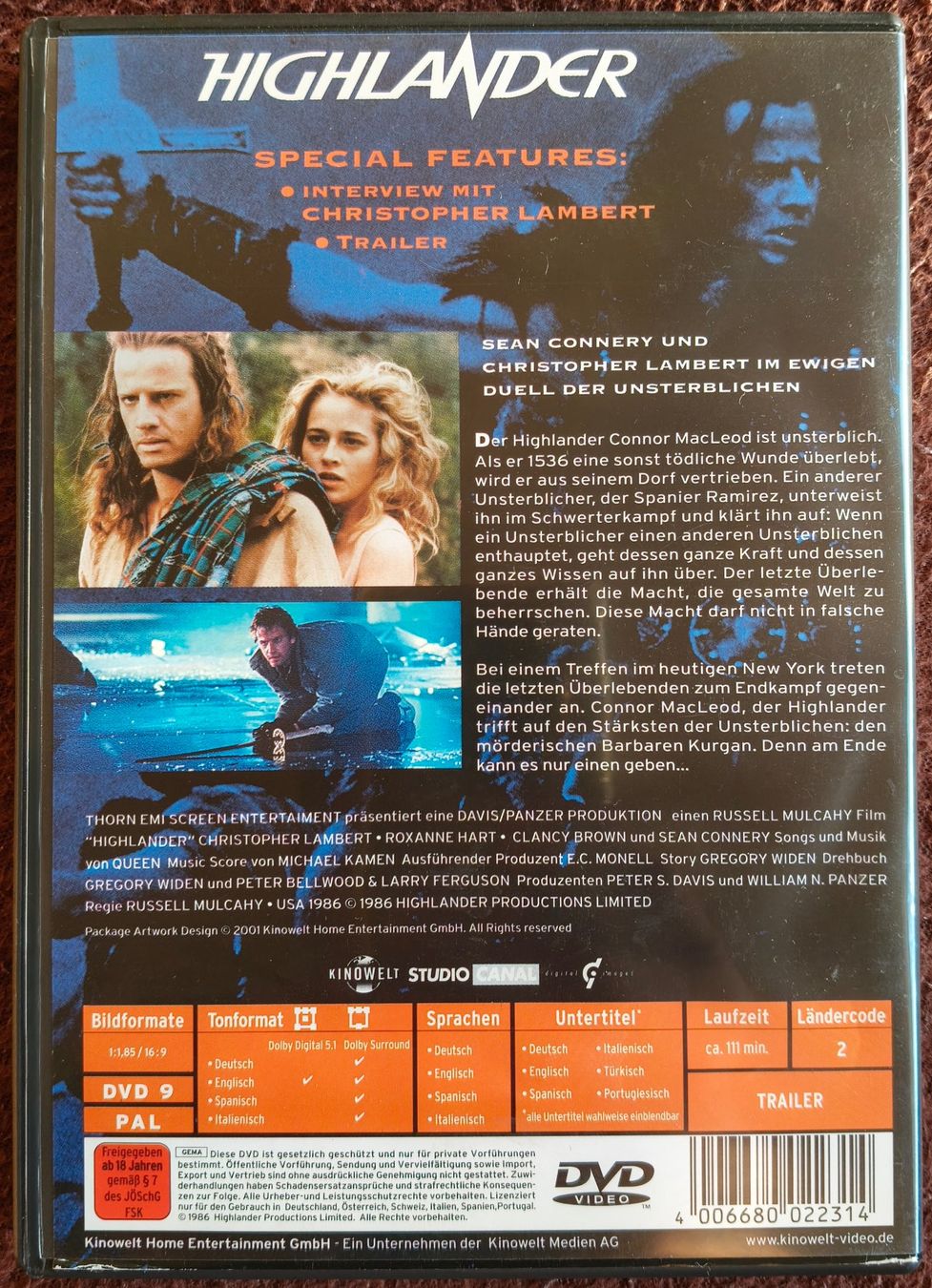 Tutti i DVDs: DVD Highlander mit Christopher Lambert und Sean Connery – Usato da Heerbrugg venduto da sve_p826 1