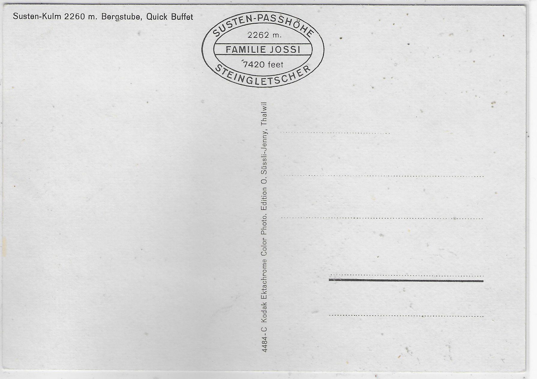 Cartoline postali: Susten-Kulm - Bergstube - Quick Buffet – Usato da Ettingen venduto da Kartenplanet 1