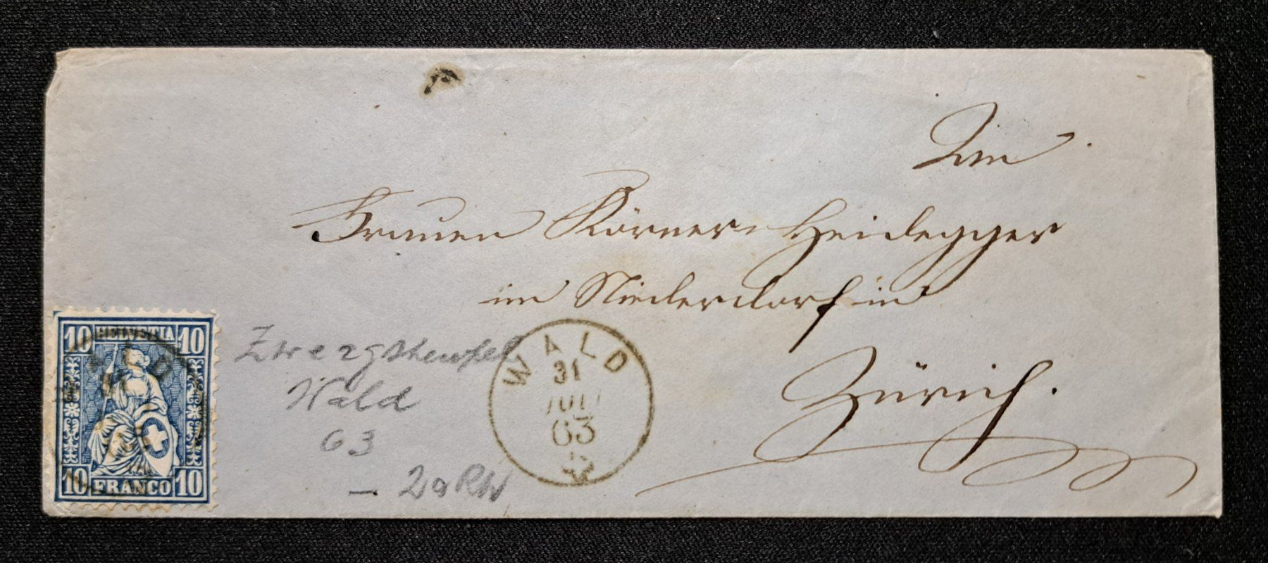 Tous les timbres: Briefumschlag mit Fingerhutstempel von Wald – D'occasion à Unterägeri par PhilatelieStudiger
