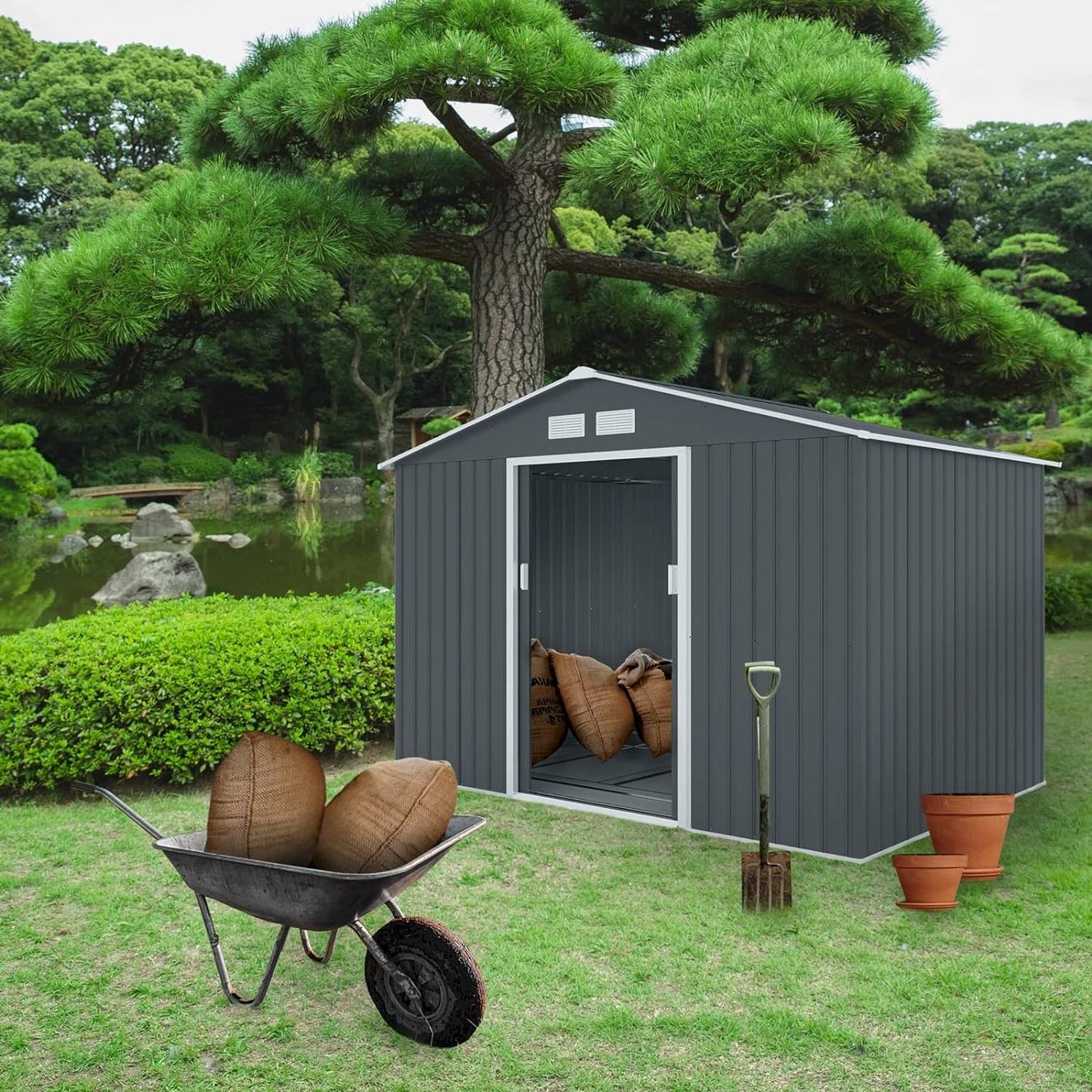 Gartenhäuser & Gewächshäuser: HATTORO S200 Gerätehaus 7,3 m³ Anthrazit – Neu und originalverpackt aus Bottighofen von zaap 5
