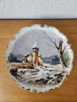 Limoges Wandteller Porzellan Schloss oder Kirche Winter