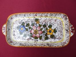 Antike Kuchenplatte Tortenplatte Cake mit Blumen bemalt