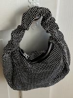 Schwarze Mini Handtasche mit Strasssteinen - Party