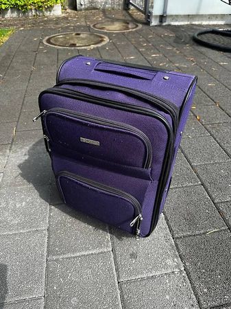 Violetter Rollkoffer (Handgriff defekt)