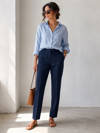 ZARA Hose Anzughose Chino Hose dunkelblau navy Gr.M NEU
