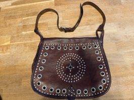 Vintage Leder Handtasche mit Nieten