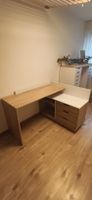 Schreibtisch Eckschreibtisch Holzoptik Weiss mit Schubladen