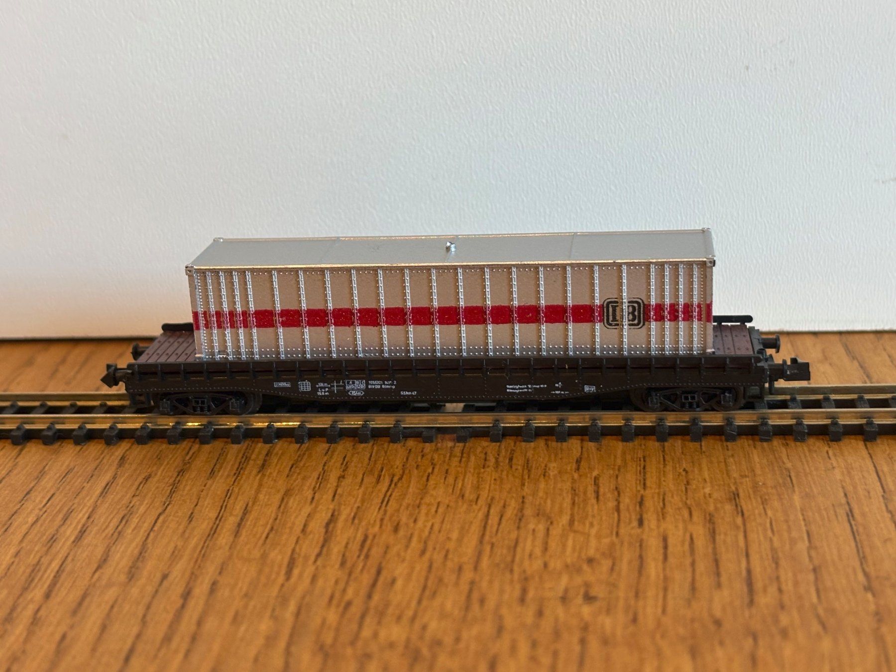 Modellini di ferrovie: e1728: Containerwagen (Spur N) – Usato da Birsfelden venduto da Birs_25 2
