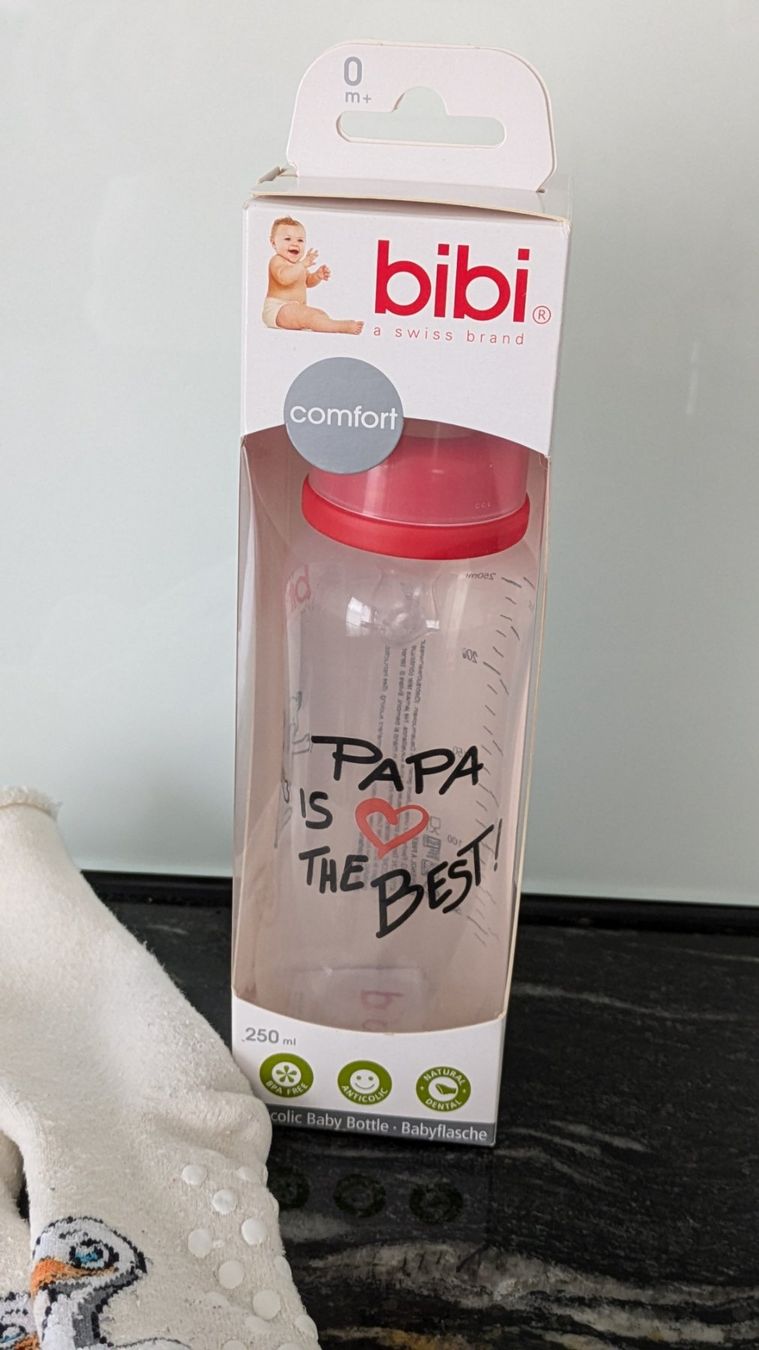 Bibi Pasti del neonato: bibi Flasche - Schöppeli - Papa is the best - 250 ml – Nuovo e nell'imballaggio originale da Staufen venduto da Fleby84 1