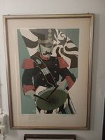 Fredy Prack Lithographie, Tambour Basel, 1975, gerahmt