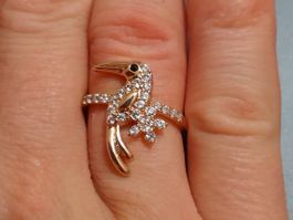 Ring mit Zirkonia, vergoldet 585, 2.5g, size 7 (54.5)