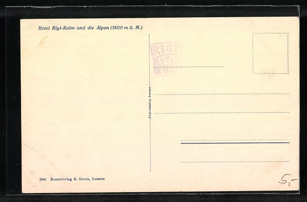 Cartoline postali: Rigi-Kulm, Hotel Rigi-Kulm mit den Alpen – Usato da Berlin venduto da bartko-reher 1