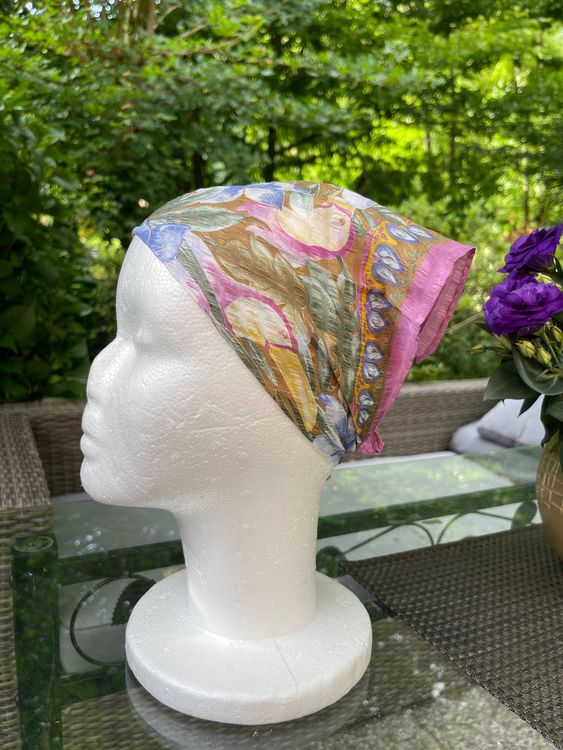 Sciarpa Foulard Baby in Seta Cotone color pesca bordata in canetè color