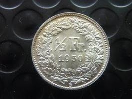 1/2 Fr. 1950  unz. / stgl.