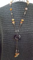 **Elegante Kette mit Achat & Rauchquarz Anhänger**
