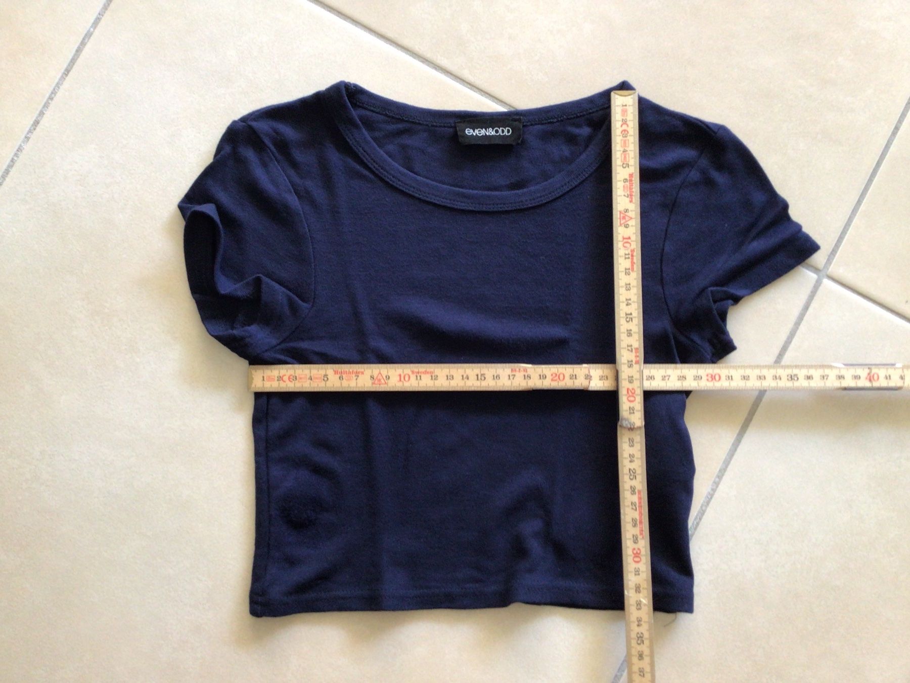 T-shirt: Even&Odd Crop Top, Dunkelblau, Gr. XS – Usato da Frauenfeld venduto da Stehojen 4