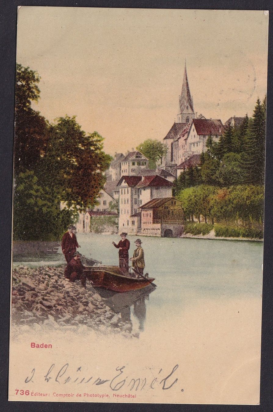 Ansichtskarten: Baden Teilansicht mit Boot – Gebraucht aus Olten von clotaldi