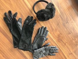 2 paar damenhandschuhe und ohrwärmer