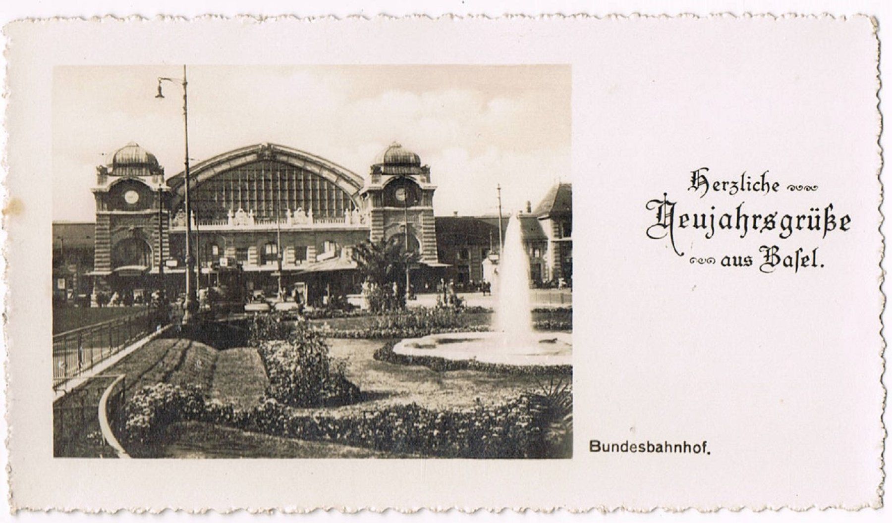 Cartoline: Neujahrskärtchen Basel, Bundesbahnhof – Usato da Buchs AG venduto da Baerfisch