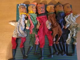6 Kasperli Figur antik Holzpuppen Sammlung Teufel Handarbeit