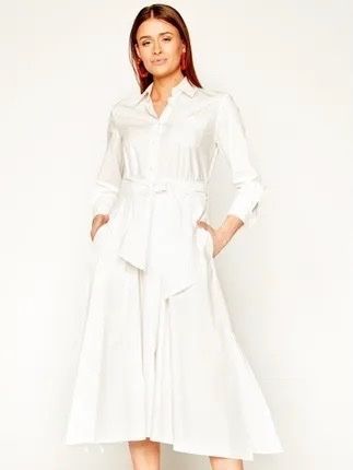 MAX MARA WEEKEND Kleid Jums Popeline, Weiss CH42 NEU