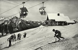 BEATENBERG Sesselbahn mit Hotel Berghaus - Skifahrer