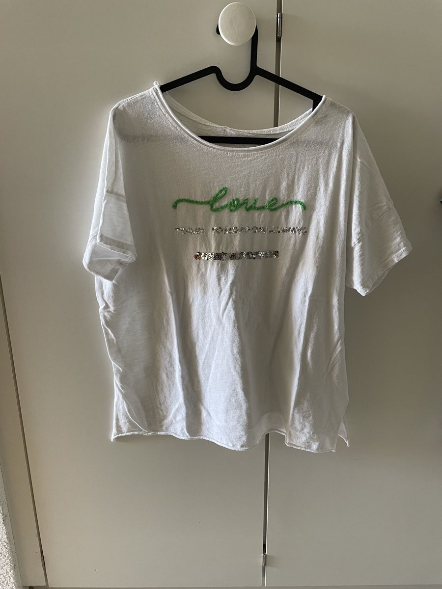 T-shirt: T-shirt blanc m avec inscription "Love" – Nuovo (secondo la descrizione) da Pully venduto da kaba07