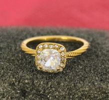 Edelstahlring 18K vergoldet, Zirkon in Zirkonia gefasst